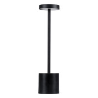 GloboStar® JOJO 76520 Επαναφορτιζόμενο Επιτραπέζιο Φωτιστικό Πορτατίφ LED 1.5W 105lm 120° DC 5V IP44 CCT Ultra Θερμό 1500K - Φυσικό Λευκό 4500K - Ψυχρό Λευκό 6000K Dimmable Μαύρο Αλουμίνιο - Μ8 x Π8 x Υ34cm - 2 Χρόνια Εγγύηση