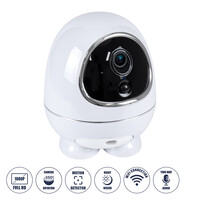 GloboStar® 86008 Rechargeable Table Camera WiFi HD 1080P 3MP 350° 5200mAh Two Way Audio & Motion Detection - Επαναφορτιζόμενη Επιτραπέζια Κάμερα WiFi HD 1080P 350° 5200mAh Διπλή Κατέυθυνση Ομιλίας με Ανιχνευτή Κίνησης - Λευκό