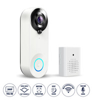 GloboStar® 86074 Ολοκληρωμένο Έξυπνο Σύστημα Ματάκι Θεατή & Κουδούνι Σπιτιού για Εξώπορτες - 1 x Κάμερα 1.0MP 1080P - Θέαση 166° με Νυχτερινή Λήψη, PIR Αισθητήρα Κίνησης & Ομιλία/Ήχος Διπλής Κατεύθυνσης - Εφαρμογή APP σε Android & iOS - Επαναφορτιζόμενη Μπαταρία Λιθίου 2500mAh - PAL/NTSC Signal - DC 5V - Λευκό & Μαύρο - Μ5 x Π4 x Υ3.8cm - 2 Χρόνια Εγγύηση