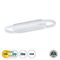 GloboStar® IGOR 61217 Φωτιστικό Οροφής Linear Design LED CCT 24W 2880lm 210° AC 220-240V - Εναλλαγή Φωτισμού μέσω Διακόπτη On/Off All In One Ψυχρό 6000k+Φυσικό 4500k+Θερμό 2700k Μ41 x Π13 x Υ4.5cm - Λευκό - 3 Years Warranty