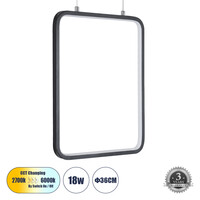 GloboStar® NEROBA 61302 Κρεμαστό Φωτιστικό Οροφής Linear Design LED CCT 18W 1980lm 360° AC 220-240V - Εναλλαγή Φωτισμού μέσω Διακόπτη On/Off All In One Ψυχρό 6000k+Φυσικό 4500k+Θερμό 2700k Μ29 x Π2 x Υ36cm - Μαύρο - 3 Years Warranty