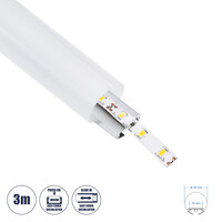 GloboStar® SURFACEPENDANT-PROFILE 70853-3M Προφίλ Αλουμινίου - Βάση & Ψύκτρα Ταινίας LED με Λευκό Γαλακτερό Κάλυμμα - Επιφανειακή & Κρεμαστή Χρήση - Πατητό Κάλυμμα - Ασημί - 3 Μέτρα - Μ300 x Φ3cm