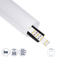 GloboStar® SURFACEPENDANT-PROFILE 70856-3M Προφίλ Αλουμινίου - Βάση & Ψύκτρα Ταινίας LED με Λευκό Γαλακτερό Κάλυμμα - Επιφανειακή & Κρεμαστή Χρήση - Πατητό Κάλυμμα - Μαύρο - 3 Μέτρα - Μ300 x Φ6cm