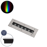 GLOBOSTAR® UNDERGROUND-REMVI 90191 Χωνευτή Μπάρα Φωτισμού Wall Washer LED 9W 765lm 10° DC 24V Αδιάβροχο IP68 RGBW Dimmable DMX512 - Ανοξείδωτο Ατσάλι 304 - Μ30 x Π9 x Υ8.5cm / Q28.5 x 7.5cm - 3 Χρόνια Εγγύηση