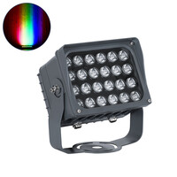 GLOBOSTAR® FLOOD-XENA 90700 Προβολέας Σποτ Wall Washer με Αντιθαμβωτική Γρίλια LED 48W 4080lm 10° DC 24V Αδιάβροχο IP65 RGBW DMX512 Dimmable - Γκρι Ανθρακί - Μ17.5 x Π12.5 x Υ18cm - 3 Χρόνια Εγγύηση