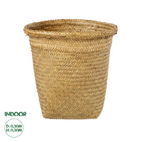 GloboStar® Artificial Garden CECILIA 20344 Διακοσμητικό Ψάθινο Καλάθι - Κασπώ Γλάστρα - Flower Pot Μπεζ Φ30cm x Υ30cm