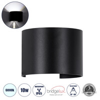 GloboStar® AXIS-R 60643 Φωτιστικό Τοίχου - Απλίκα Αρχιτεκτονικού Φωτισμού Εσωτερικού/Εξωτερικού Χώρου Up & Down LED 10W 1250lm 10 έως 60° AC 220-240V Αδιάβροχο IP65 Μ10 x Π10 x Υ10cm - Ψυχρό Λευκό 6000K - Μαύρο - Bridgelux Chip - 3 Years Warranty