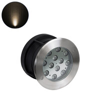 GLOBOSTAR® UNDERWATER-TUNI 90420 Υποβρύχιο Χωνευτό Σποτ για Σιντριβάνια/Πισίνες LED 12W 1080lm 30° DC 24V Αδιάβροχο IP68 Θερμό Λευκό 2700K Dimmable - Ανοξείδωτο Ατσάλι 304 - Φ18 x Υ11cm - Q17.5 - 3 Χρόνια Εγγύηση