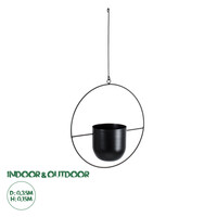 GloboStar® Artificial Garden TILOS 20485 Κρεμαστό Μεταλλικό Κασπώ Γλάστρα - Flower Pot Μαύρο Φ35cm x Υ15cm