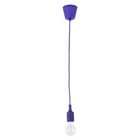 GloboStar® CABLITO 61560 Μοντέρνο Κρεμαστό Φωτιστικό Οροφής Μονόφωτο 1 x E27 Μωβ Σιλικόνης Ανάρτηση με Υφασμάτινο Καλώδιο Φ4 x Υ110cm