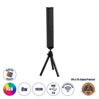 GloboStar® DIGICOLUMN 90761 Επιτραπέζιο Φωτιστικό Πορτατίφ με Ηχομπάρα LED 8W 640lm 90° DC 5V IP20 RGB Dimmable Μαύρο Πλαστικό με Μαύρο Αλουμίνιο - Μ2.3 x Π2.5 x Υ19cm - 2 Χρόνια Εγγύηση