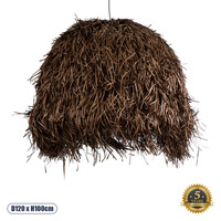 GloboStar® GUADELOUPE 02295 Boho Κρεμαστό Φωτιστικό Καμπάνα Μονόφωτο 1 x E27 IP20 Καφέ Raffia - Μ120 x Π120 x Υ100cm