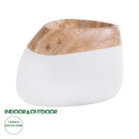 GloboStar® Artificial Garden PANDORA 20705 Επιδαπέδιο Πολυεστερικό Τσιμεντένιο Κασπώ Γλάστρα - Flower Pot Λευκό με Καφέ Μ60 x Π55 x Υ43cm