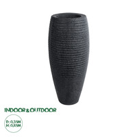 GloboStar® Artificial Garden NASHVILLE 20715 Επιδαπέδιο Πολυεστερικό Τσιμεντένιο Κασπώ Γλάστρα - Flower Pot Μαύρο Φ35 x Υ85cm
