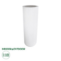 GloboStar® Artificial Garden MARSALA 20735 Επιδαπέδιο Πολυεστερικό Τσιμεντένιο Κασπώ Γλάστρα - Flower Pot Λευκό Φ41 x Υ120cm