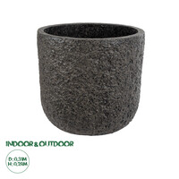 GloboStar® Artificial Garden LUCCA 20756 Επιδαπέδιο Πολυεστερικό Τσιμεντένιο Κασπώ Γλάστρα - Flower Pot Καφέ Φ31 x Υ28cm