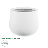 GloboStar® Artificial Garden CHELSEA 20802 Διακοσμητικό Πολυεστερικό Τσιμεντένιο Κασπώ Γλάστρα - Flower Pot Λευκό με Μαύρες Λεπτομέριες Μ25 x Π27 x Υ30cm