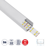 GloboStar® SURFACE-PROFILE 70824-3M Προφίλ Αλουμινίου - Βάση & Ψύκτρα Ταινίας LED με Λευκό Γαλακτερό Κάλυμμα - Επιφανειακή Χρήση - Πατητό Κάλυμμα - Ασημί - 3 Μέτρα - Πακέτο 5 Τεμαχίων - Μ300 x Π3 x Υ2cm