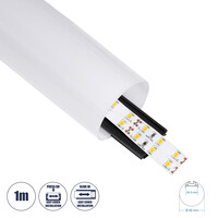GloboStar® SURFACEPENDANT-PROFILE 70856-1M Προφίλ Αλουμινίου - Βάση & Ψύκτρα Ταινίας LED με Λευκό Γαλακτερό Κάλυμμα - Επιφανειακή & Κρεμαστή Χρήση - Πατητό Κάλυμμα - Μαύρο - 1 Μέτρο - Μ100 x Φ6cm