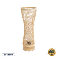 GloboStar® ROWAN 01994 Boho Επιτραπέζιο Φωτιστικό Πορτατίφ Μονόφωτο 1 x E27 IP20 Μπεζ Ξύλο - Μ17 x Π17 x Υ42cm