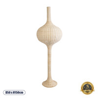 GloboStar® ALADDIN 02051 Boho Επιδαπέδιο Φωτιστικό Μονόφωτο 1 x E27 IP20 Μπεζ Ξύλο - Μ50 x Π50 x Υ150cm