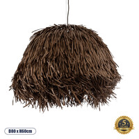 GloboStar® GUADELOUPE 02294 Boho Κρεμαστό Φωτιστικό Πλέγμα Μονόφωτο 1 x E27 IP20 Καφέ Raffia - Μ80 x Π80 x Υ60cm