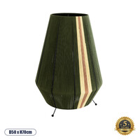 GloboStar® SALERNO 02332 Boho Επιτραπέζιο Φωτιστικό Πορτατίφ Μονόφωτο 1 x E27 IP20 Πράσινο, Μπεζ & Καφέ Νήμα - Μ50 x Π50 x Υ70cm