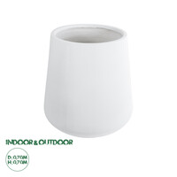 GloboStar® Artificial Garden MISSOURI 20693 Διακοσμητικό Πολυεστερικό Τσιμεντένιο Κασπώ Γλάστρα - Flower Pot Λευκό Φ70 x Υ70cm