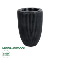 GloboStar® Artificial Garden CASTLE 20793 Διακοσμητικό Πολυεστερικό Τσιμεντένιο Κασπώ Γλάστρα - Flower Pot Μαύρο Φ35 x Υ54cm