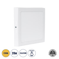 GloboStar® 60205 Εξωτερικό LED Panel 22x22cm 20W 2060lm 120° AC 220-240V IP20 Μ22 x Π22 x Υ3cm Θερμό Λευκό 2700K - 3 Χρόνια Εγγύηση