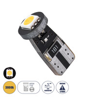 GloboStar® T10 W5W 81081 Λάμπα Αυτοκίνητου LED  2rd Generation Can-Bus Series 1xSMD5050 1.5W 150lm 120° DC 12-16V IP20 Φ1 x H2.2cm Θερμό Λευκό 3000K