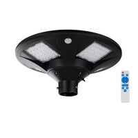GLOBOSTAR® PARK 90501 Φωτιστικό Κεφαλής Post Top Πλατείας/Πάρκου/Κήπου με Ασύρματο Χειριστήριο LED 25W 550lm 120° με Ενσωματωμένο Φωτοβολταϊκό Panel 6V 20W & Επαναφορτιζόμενη Μπαταρία Li-ion 3.2V 12000mAh με Αισθητήρα Κίνησης-Ημέρας-Νύχτας Αδιάβροχο IP67 Θερμό Λευκό 2700K - Γκρι Ανθρακί - Φ50 x Υ20cm - 2 Χρόνια Εγγύηση