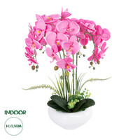 GloboStar® Artificial Garden PINK ORCHID 21124 Διακοσμητικό Φυτό Ροζ Ορχιδέα Υ50cm