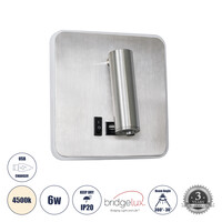 GloboStar® LADY-S 60945 Μοντέρνο Φωτιστικό Τοίχου - Απλίκα Ξενοδοχείου Bed Side LED 6W 600lm 36° & 360° AC 220-240V - Reading Light & Κρυφός Φωτισμός - Φορτιστής USB 3A - Μ15 x Π15 x Υ7cm - Φυσικό Λευκό 4500K - Νίκελ Βούρτσας- 3 Χρόνια Εγγύηση
