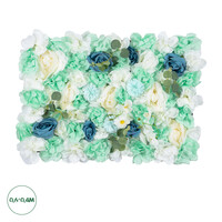 GloboStar® Artificial Garden ROSES STORY BLUE 78334 Τεχνητό Διακοσμητικό Πάνελ Λουλουδιών - Κάθετος Κήπος σύνθεση Αμβροσία Μ60 x Π40 x Υ6cm