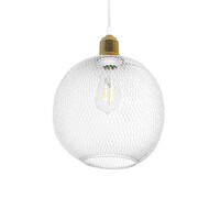 GloboStar® WIRE 203-0005 Μοντέρνο Κρεμαστό Φωτιστικό Πλέγμα Μονόφωτο 1 x E27 IP20 Λευκό Μέταλλο - Μ25 x Π25 x Υ30cm