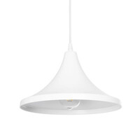 GloboStar® BELFRY 203-0079 Μοντέρνο Κρεμαστό Φωτιστικό Καμπάνα Μονόφωτο 1 x E27 IP20 Λεύκο Πλαστικό - Μ29.5 x Π29.5 x Υ21cm