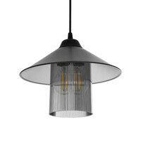 GloboStar® PROMO 203-0089 Μοντέρνο Κρεμαστό Φωτιστικό Καμπάνα Μονόφωτο 1 x E27 IP20 Γκρι Πλαστικό - Μ25.5 x Π25.5 x Υ20cm