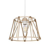 GloboStar® JUTE 203-0092 Μοντέρνο Κρεμαστό Φωτιστικό Σχοινί Μονόφωτο 1 x E27 IP20 Μπεζ Πλαστικό με Μπεζ Σχοινί - Μ30 x Π30 x Υ23cm