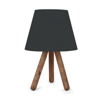 GloboStar® CAP 204-0068 Μοντέρνο Eπιτραπέζιο Φωτιστικό Πορτατίφ Μονόφωτο 1 x E27 IP20 Καρυδί Ξύλο με Μαύρο Ύφασμα - Μ22 x Π22 x Υ33cm