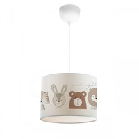 GloboStar® BEAR 204-0021 Παιδικό Κρεμαστό Φωτιστικό Φιγούρα Μονόφωτο 1 x E27 IP20 Λευκό Ύφασμα - Μ24 x Π24 x Υ70cm
