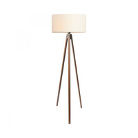 GloboStar® SAGA 204-0031 Μοντέρνο Eπιδαπέδιο Φωτιστικό Μονόφωτο 1 x E27 IP20 Καρυδί Ξύλο με Μπεζ Ύφασμα - Μ38 x Π38 x Υ140cm