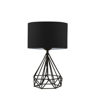 GloboStar® DIAMOND 204-0083 Μοντέρνο Eπιτραπέζιο Φωτιστικό Πορτατίφ Μονόφωτο 1 x E27 IP20 Μαύρο Μέταλλο με Μαύρο Ύφασμα - Μ24 x Π24 x Υ41cm