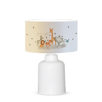 GloboStar® GIRAFFE 204-0026 Παιδικό Eπιτραπέζιο Φωτιστικό Πορτατίφ Μονόφωτο 1 x E27 IP20 Πολύχρωμο Ύφασμα με Λευκό Πλαστικό - Μ24 x Π24 x Υ32cm