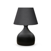 GloboStar® MICKEY 204-0059 Μοντέρνο Eπιτραπέζιο Φωτιστικό Πορτατίφ Μονόφωτο 1 x E27 IP20 Μαύρο Μέταλλο με Μαύρο Ύφασμα - Μ22 x Π22 x Υ30cm