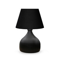GloboStar® PYRAMID 204-0058 Μοντέρνο Eπιτραπέζιο Φωτιστικό Πορτατίφ Μονόφωτο 1 x E27 IP20 Μαύρο Μέταλλο με Μαύρο Ύφασμα - Μ22 x Π22 x Υ30cm