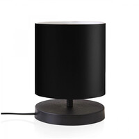 GloboStar® MINNIE 204-0063 Μοντέρνο Eπιτραπέζιο Φωτιστικό Πορτατίφ Μονόφωτο 1 x E27 IP20 Μαύρο Ξύλο με Μαύρο Ύφασμα - Μ15 x Π15 x Υ22cm