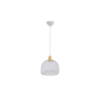 GloboStar® GLOZIA 201-0017 Μοντέρνο Κρεμαστό Φωτιστικό Πλέγμα Μονόφωτο 1 x E27 IP20 Λευκό & Χρυσό Μέταλλο - Μ26x Π26 x Υ70cm