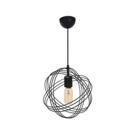 GloboStar® GLOWN 201-0023 Μοντέρνο Κρεμαστό Φωτιστικό Πλέγμα Μονόφωτο 1 x E27 IP20 Μαύρο & Χάλκινο Μέταλλο -  Μ30x Π30 x Υ70cm