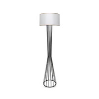 GloboStar® NOVA 201-0036 Μοντέρνο Επιδαπέδιο Φωτιστικό 1 x E27 IP20 Μαύρο Μεταλλό με Λευκό Ύφασμα - Μ38 x Π38 x Υ155cm